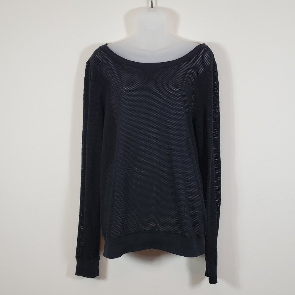 Michael Stars Black Mesh Long Sleeve Shirt OS